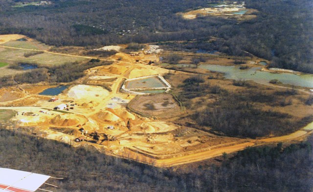 An aerial view of the Mardis mine site, in the final stage of reclamation.