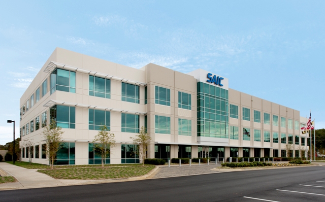 Pictured is the SAIC tilt-up concrete building located in Lexington Park, MD.